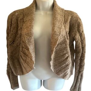 Free People Tan Cable Knit Cardigan